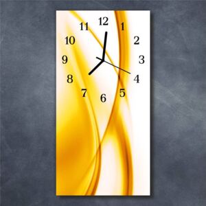 E-shop24, 60x30 cm, Hnn2605564 Nástěnné hodiny obrazové na skle - Abstrakt žlutý