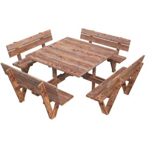 Dřevěný zahradní párty stůl s lavicemi PALMAKO ARTHUR - hnědá impregnace