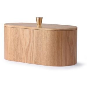 Dřevěný oválný box s víkem - 23*11*10cm