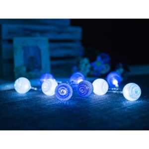 Dekorační světelný řetěz – bavlněné modré míčky