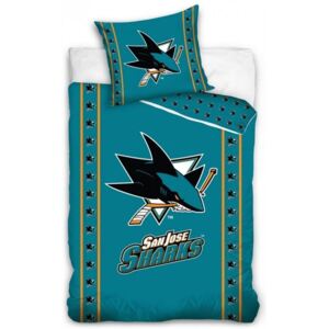 TipTrade (CZ) • NHL - Hokejové ložní povlečení San Jose Sharks - 100% bavlna refoncé - 70 x 90 cm + 140 x 200 cm
