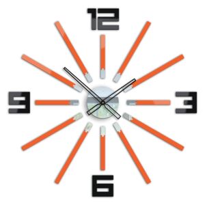 Moderní nástěnné hodiny SHEEN ORANGE-BLACK HMCNH038-orangeblack (nalepovací hodiny na stěnu)