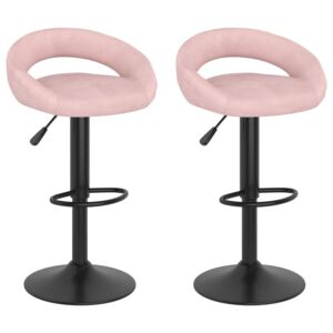 Barové stoličky 2 ks růžové samet