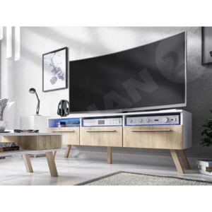 TV stolek Ymon II, Barva: bílá / sonoma + bukové dřevo