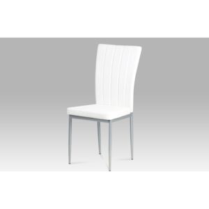 Artium Jídelní židle koženka bílá / šedý lak - AC-1287 WT