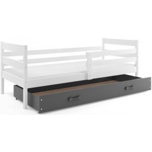 Dětská postel ERYK 1 80x190 cm, bílá/grafitová Pěnová matrace