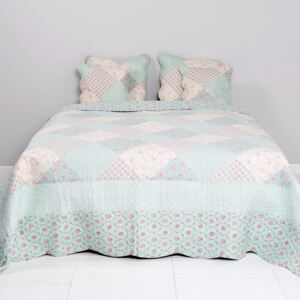 Přehoz na postel Clayre & Eef 230x260 cm, Q133.061 (Krásný vzor v zelených odstínech s motivem růží.)