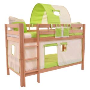 Dětská patrová postel s domečkem BEIGE - MARK 200x90cm - přírodní