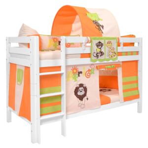 Dětská patrová postel s domečkem AFRIKA oranžová - MARK 200x90cm - bílá