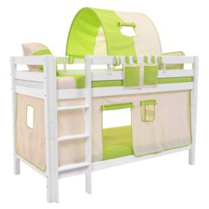 Dětská patrová postel s domečkem BEIGE - MARK 200x90cm - bílá