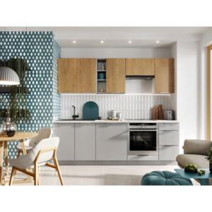 Kuchyňský nábytek Oleica DK 240, Barva: bílý / dub burlington + šedá platina + Piemonte Mirjan24 5903211056925