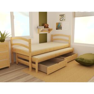 Dětská postel s výsuvnou přistýlkou z MASIVU 180x80cm bez šuplíku - DPV016