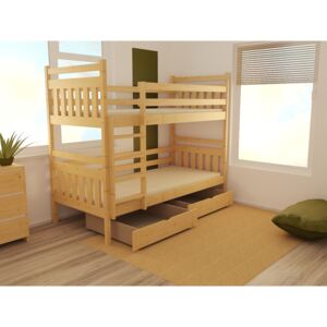 Dětská patrová postel z MASIVU 180x80cm SE ŠUPLÍKY - PP023