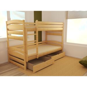 Dětská patrová postel z MASIVU 180x80cm SE ŠUPLÍKY - PP020