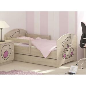 SKLADEM: Dětská postel s výřezem KOČIČKA - růžová 160x80 cm + matrace ZDARMA!