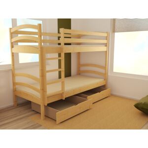 Dětská patrová postel z MASIVU 180x80cm SE ŠUPLÍKY - PP016