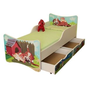 Dětská postel se šuplíkem 180x90 cm - PEJSEK A KOČIČKA