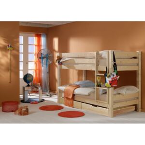 Dětská PATROVÁ postel BARČA PLUS 200x90 cm se šuplíky - přírodní