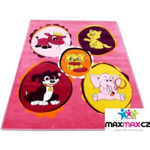 MAXMAX Dětský koberec ZVÍŘÁTKA pink