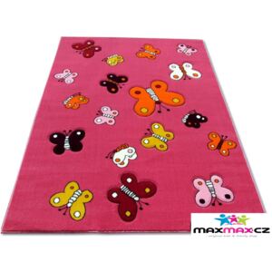 MAXMAX Dětský koberec BUTTERFLY pink růžová