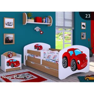 Dětská postel se šuplíkem 180x90cm RED CAR - buk