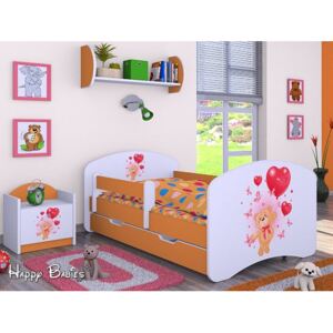 Dětská postel se šuplíkem 180x90cm MEDVÍDEK S BALONKY - oranžová