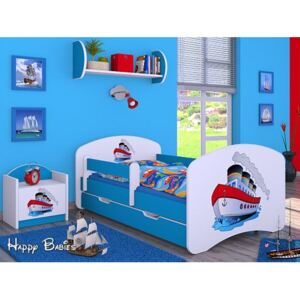 Dětská postel se šuplíkem 180x90cm LODIČKA - modrá