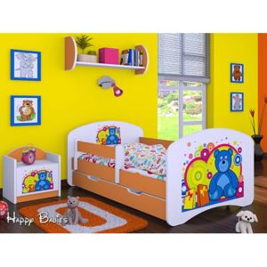 Dětská postel se šuplíkem 180x90cm MEDVÍDEK A DUHA - oranžová