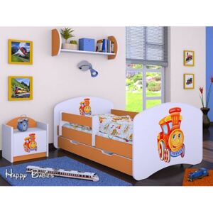 Dětská postel se šuplíkem 180x90cm LOKOMOTIVA - oranžová