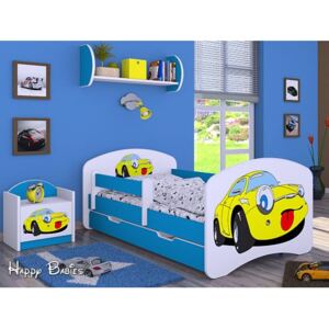 Dětská postel se šuplíkem 180x90cm SMILE CAR - modrá