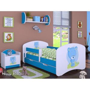 Dětská postel se šuplíkem 180x90cm MODRÝ MEDVÍDEK - modrá