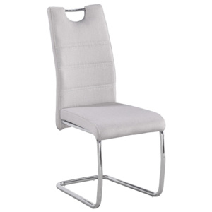 Jídelní židle z krémové látce a chromové podstavy TK2043