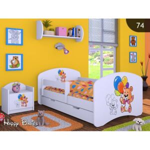 Dětská postel se šuplíkem 180x90cm MEDVÍDCI S BALONKY - bílá