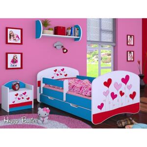 Dětská postel se šuplíkem 180x90cm LOVE - modrá