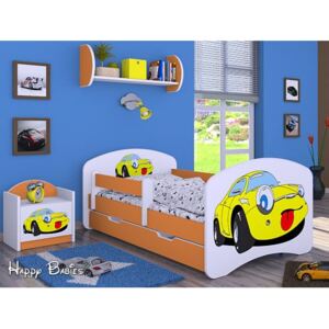Dětská postel se šuplíkem 180x90cm SMILE CAR - oranžová