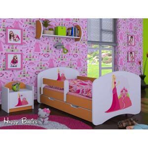 Dětská postel se šuplíkem 180x90cm PRINCEZNA A HRAD - oranžová
