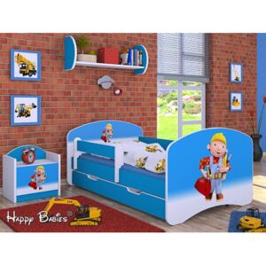 Dětská postel se šuplíkem 180x90cm BOŘEK STAVITEL - modrá