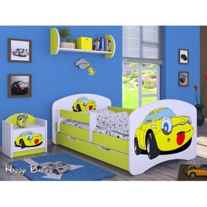 Dětská postel se šuplíkem 180x90cm SMILE CAR - zelená