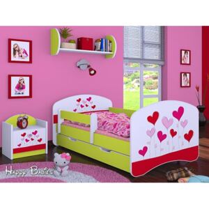 Dětská postel se šuplíkem 180x90cm LOVE - zelená