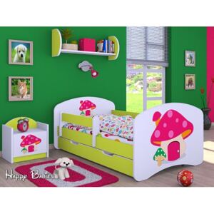 Dětská postel se šuplíkem 180x90cm RŮŽOVÝ HŘÍBEK - zelená