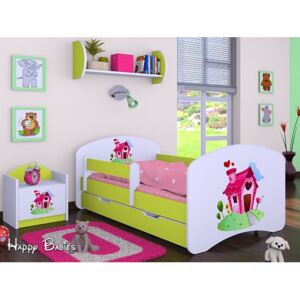Dětská postel se šuplíkem 180x90cm DOMEČEK - zelená
