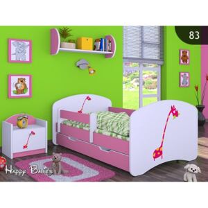 Dětská postel se šuplíkem 180x90cm ŽIRAFKA - růžová