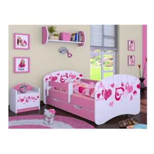 Dětská postel se šuplíkem 160x80cm FALL IN LOVE - růžová