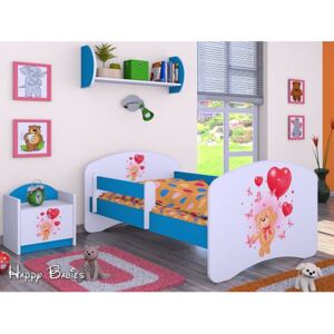 Dětská postel bez šuplíku 160x80cm MEDVÍDEK S BALONKY - modrá