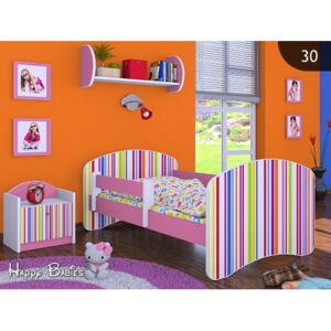 Dětská postel bez šuplíku 160x80cm PROUŽKY - růžová