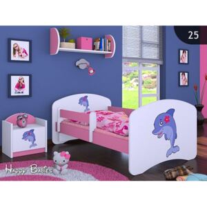 Dětská postel bez šuplíku 160x80cm DELFÍN - růžová