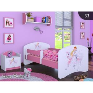 Dětská postel bez šuplíku 160x80cm PRINC NA BÍLÉM KONI - růžová