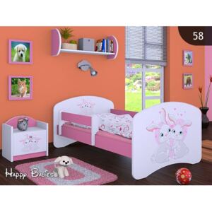 Dětská postel bez šuplíku 160x80cm ZAJÍČCI - růžová