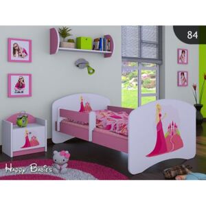 Dětská postel bez šuplíku 160x80cm PRINCEZNA A HRAD - růžová