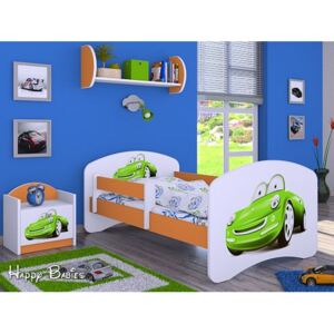 Dětská postel bez šuplíku 160x80cm ZELENÉ AUTO - oranžová